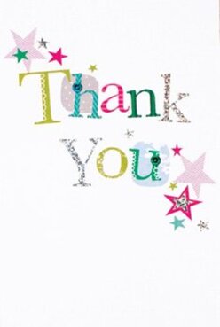 Capturing the delight of gratitude, this thank you card stands out with its jubilant colours and artistic design, a familiar treasure among thoughtful gifts here in Old Ford. The phrase 'Thank You' unfurls across the front, every letter distinct-a lively patchwork of vivid hues and charming surface details, some brushed with soft metallic silver that glints subtly in the natural light filtering through an Old Ford shop window. Scattered stars in shades of rich magenta, cool teal, and bright gold tumble across the pristine white card, echoing confetti cast into the air after a neighbourhood celebration in Grove Hall Park. A softly textured finish adds to the card's tactile pleasure, reminiscent of the careful touch we use arranging seasonal bouquets. The white space draws the eye to every joyful detail, much like a perfectly curated arrangement. Imagine presenting this card alongside fresh blooms from Florist Old Ford-together they convey reassurance, genuine thanks, and a uniquely local sense of care. The entire design reflects the creativity of our team: thoughtful, cheerful, and always mindful of what will most delight Old Ford residents in those meaningful moments of gratitude.
